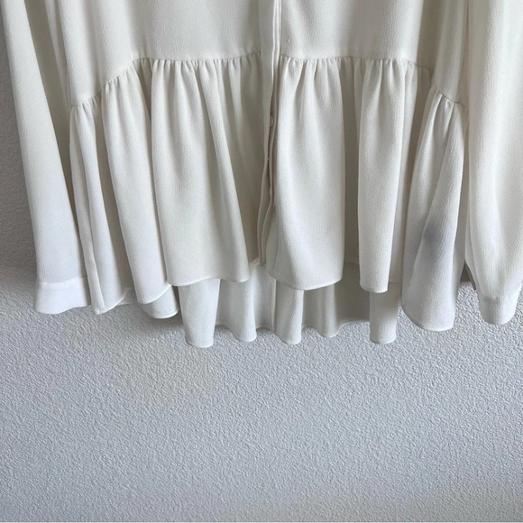 Tibi Savanna Crepe Long Sleeve Peplum Top - Picture 4 of 14